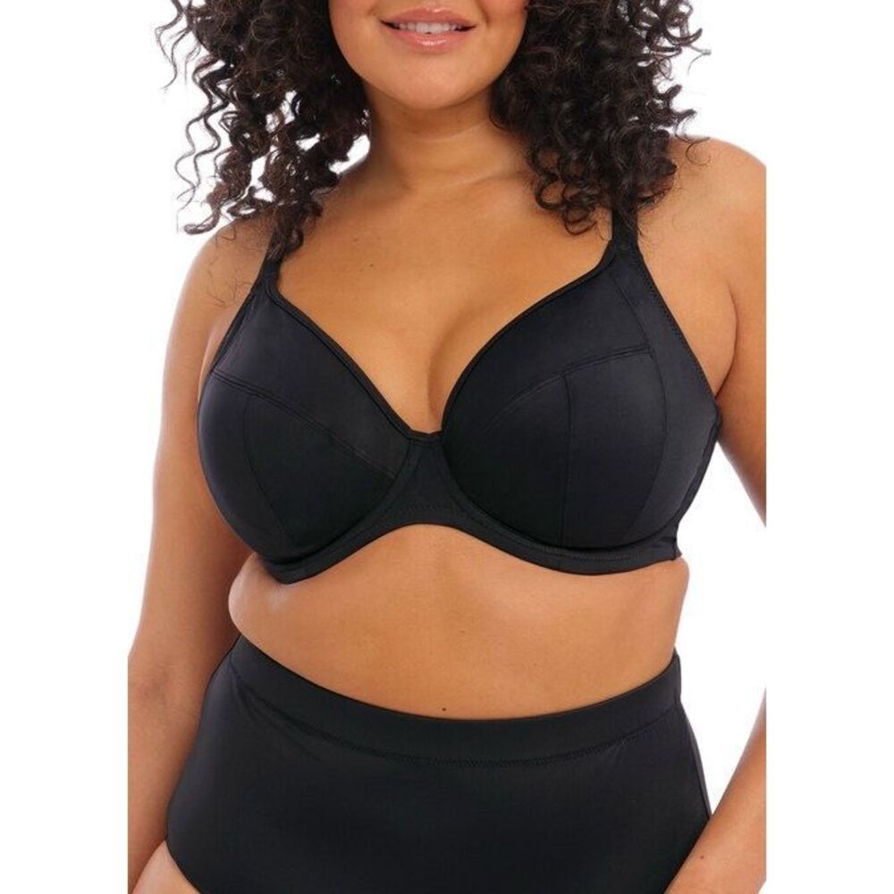 ELOMI Essentials Plunge Bra Size Bikini Top Black 38K